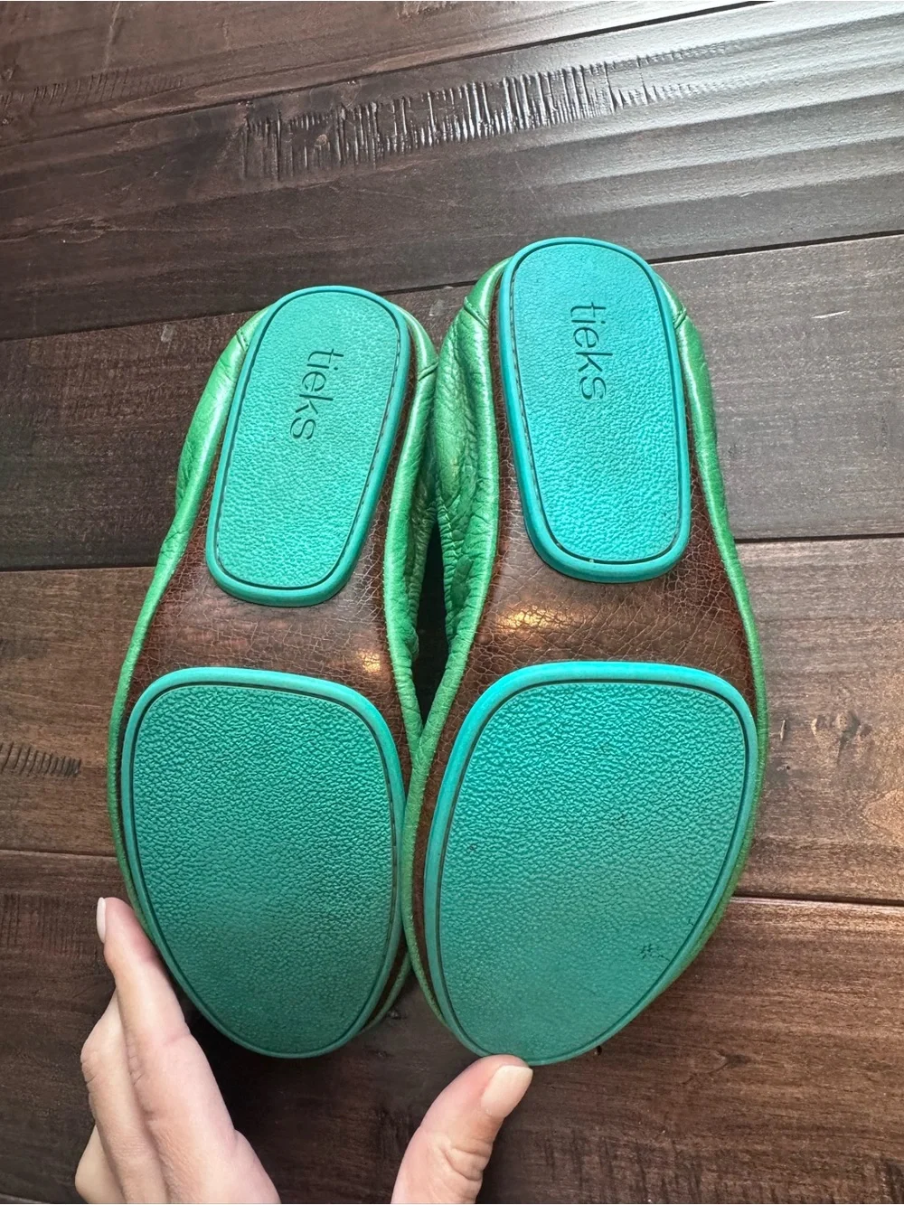 Tieks CloverGreen Leather Foldable Ballet Flats
